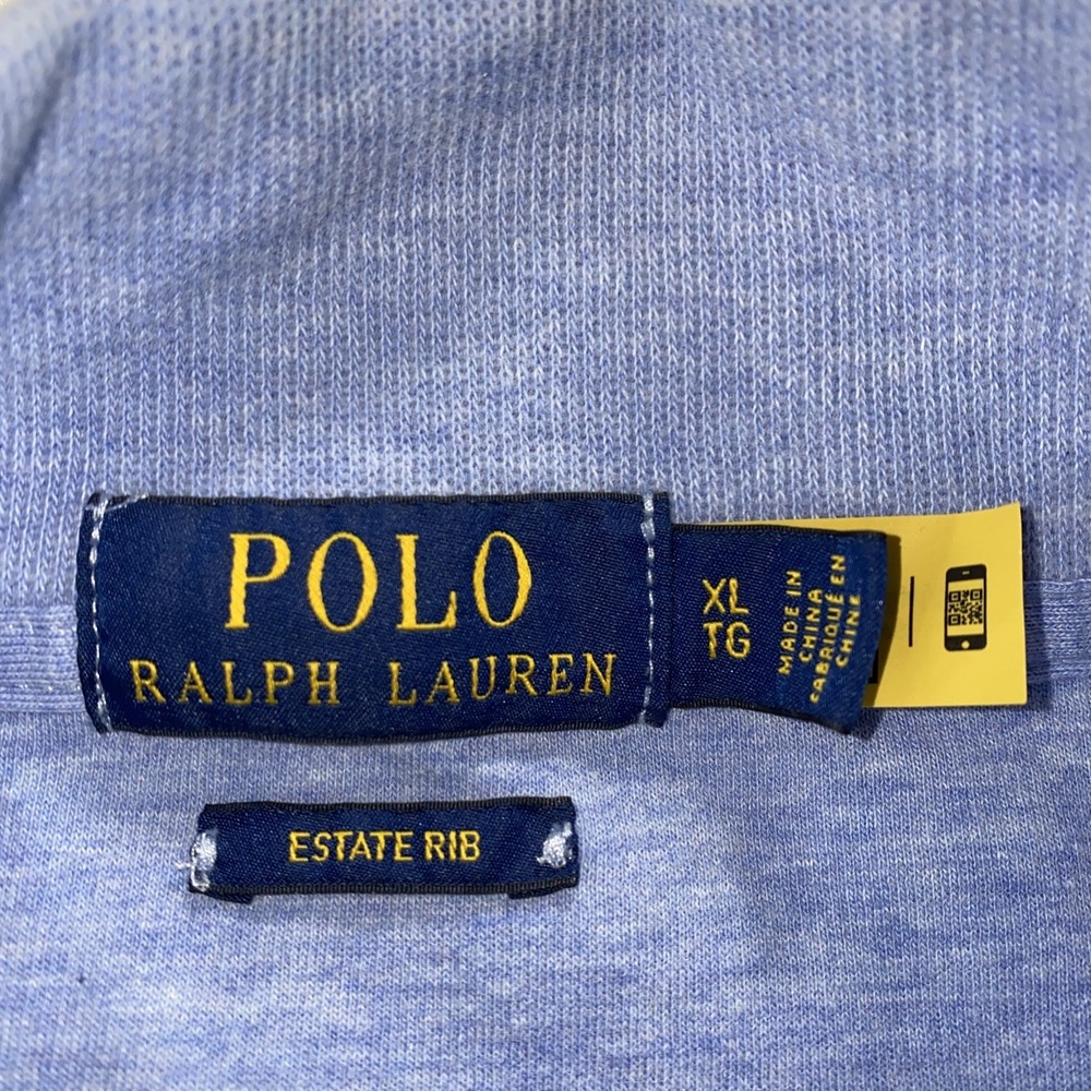 Polo Ralph Lauren Estate Rib Mens XL 1/4 Zip Sweater Baby Blue Flesh Pony Preppy - Picture 2 of 13